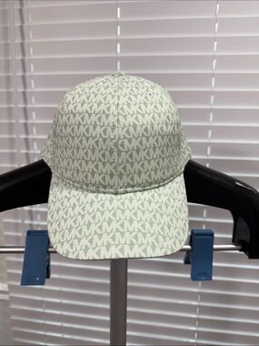 Michael Kors Mint and White MK Monogram Baseball Hat